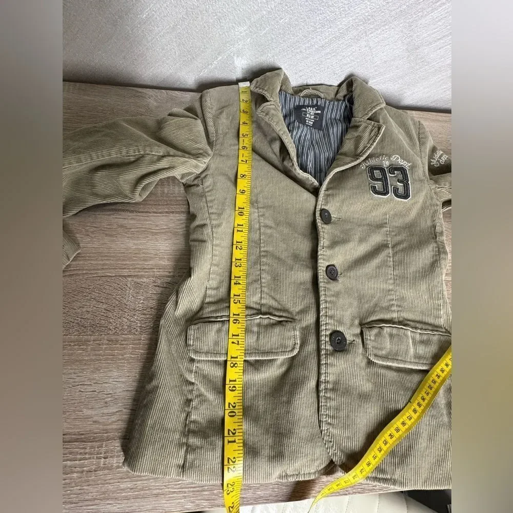 H&M Boys 9-10 Taupe Cotton Corduroy Academy Blazer Sport Coat Lined
